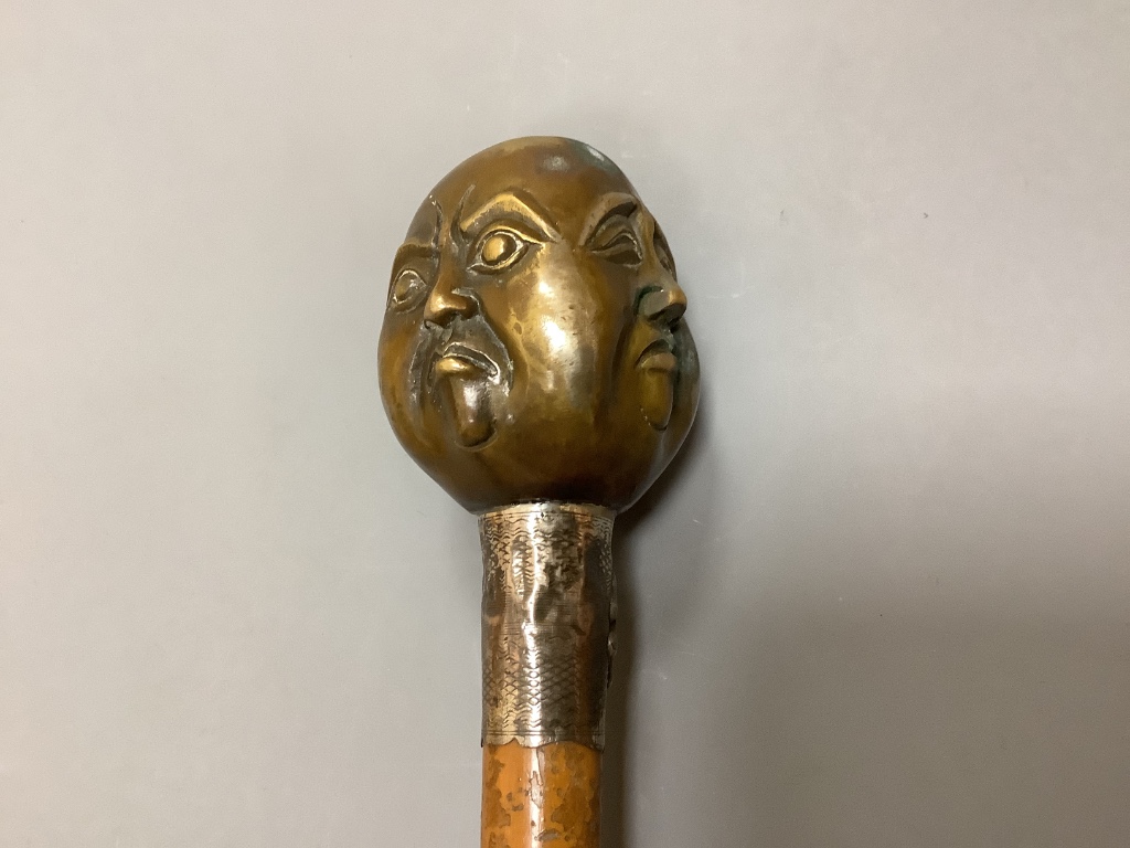 A Noh mask cane, length 84cm